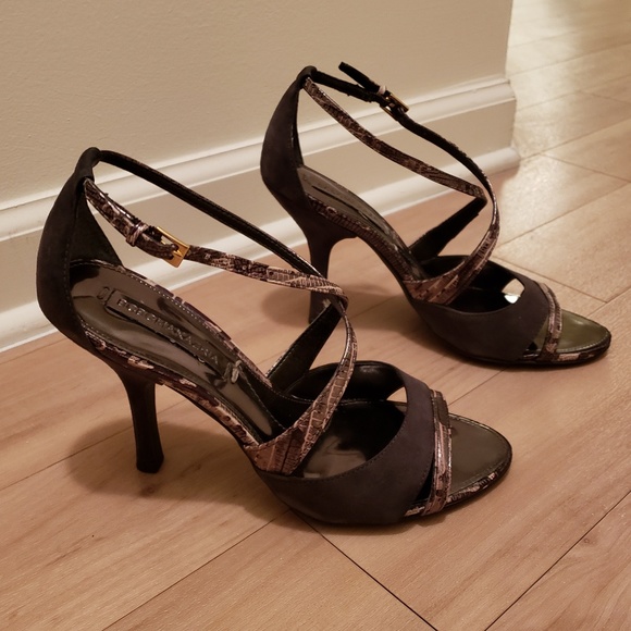 BCBGMaxAzria Strappy Snakeskin Heels - Picture 2 of 4